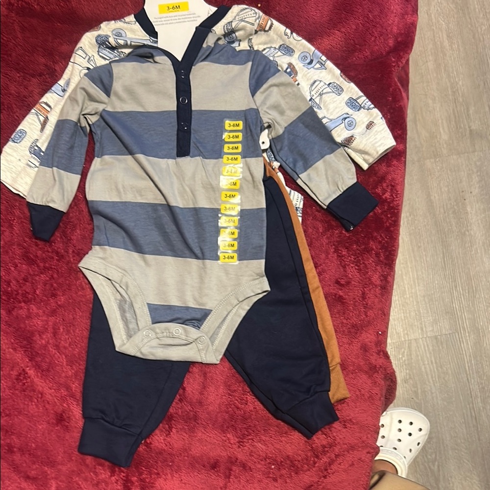 Striped Blue and Gray Kids One Piece